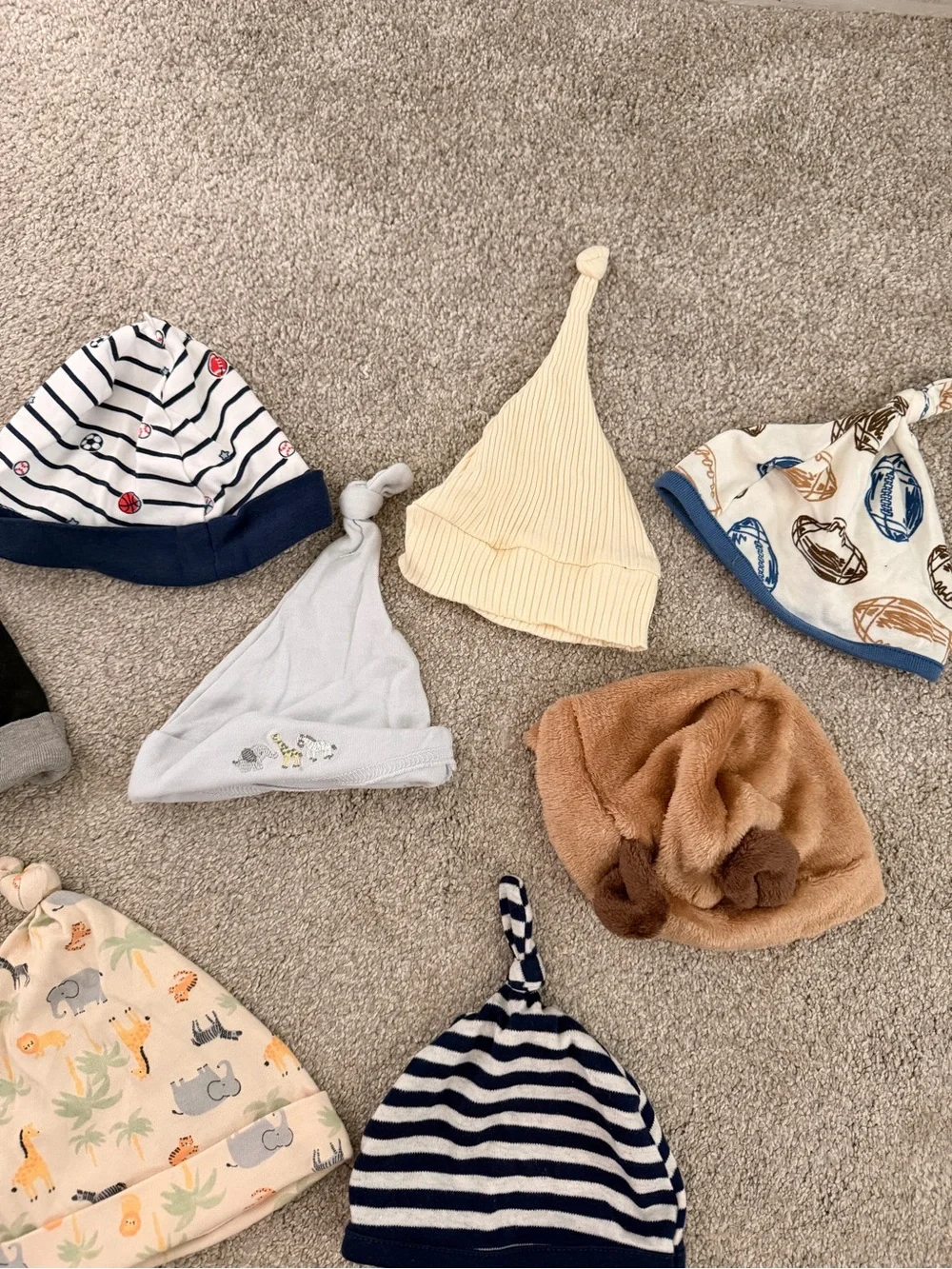 11 Assorted Baby Hats- Newborn to 9M, Nike, Baby Essentials, Chickpea